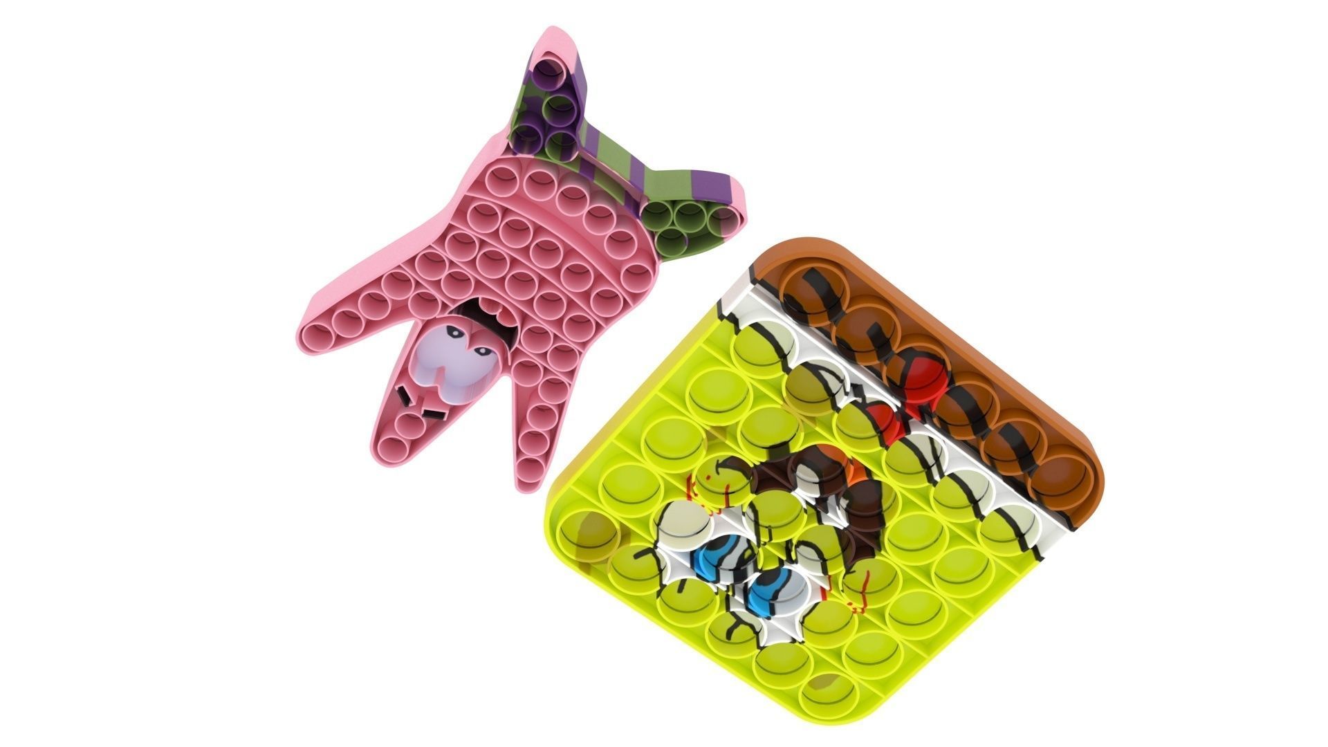 Spongebob and Patrick Pop It Fidget Toys Set 3D model_5