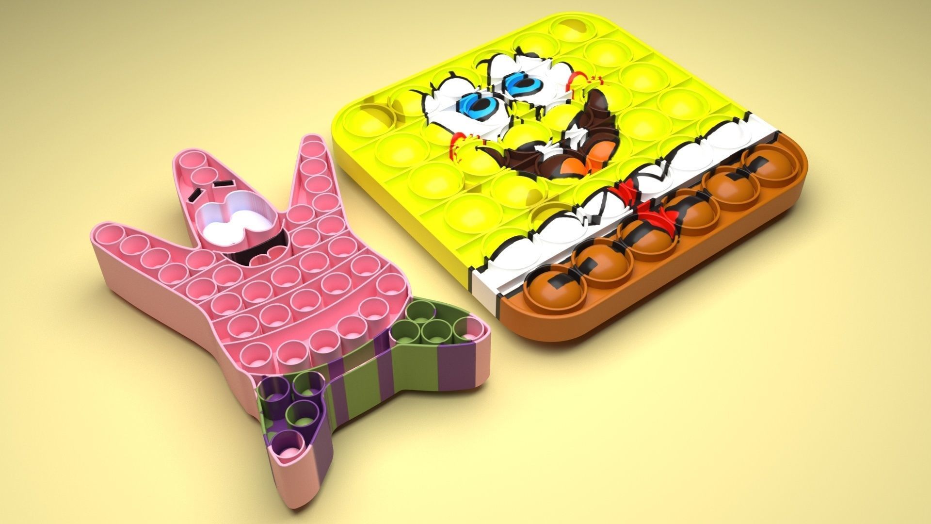 Spongebob and Patrick Pop It Fidget Toys Set 3D model_24