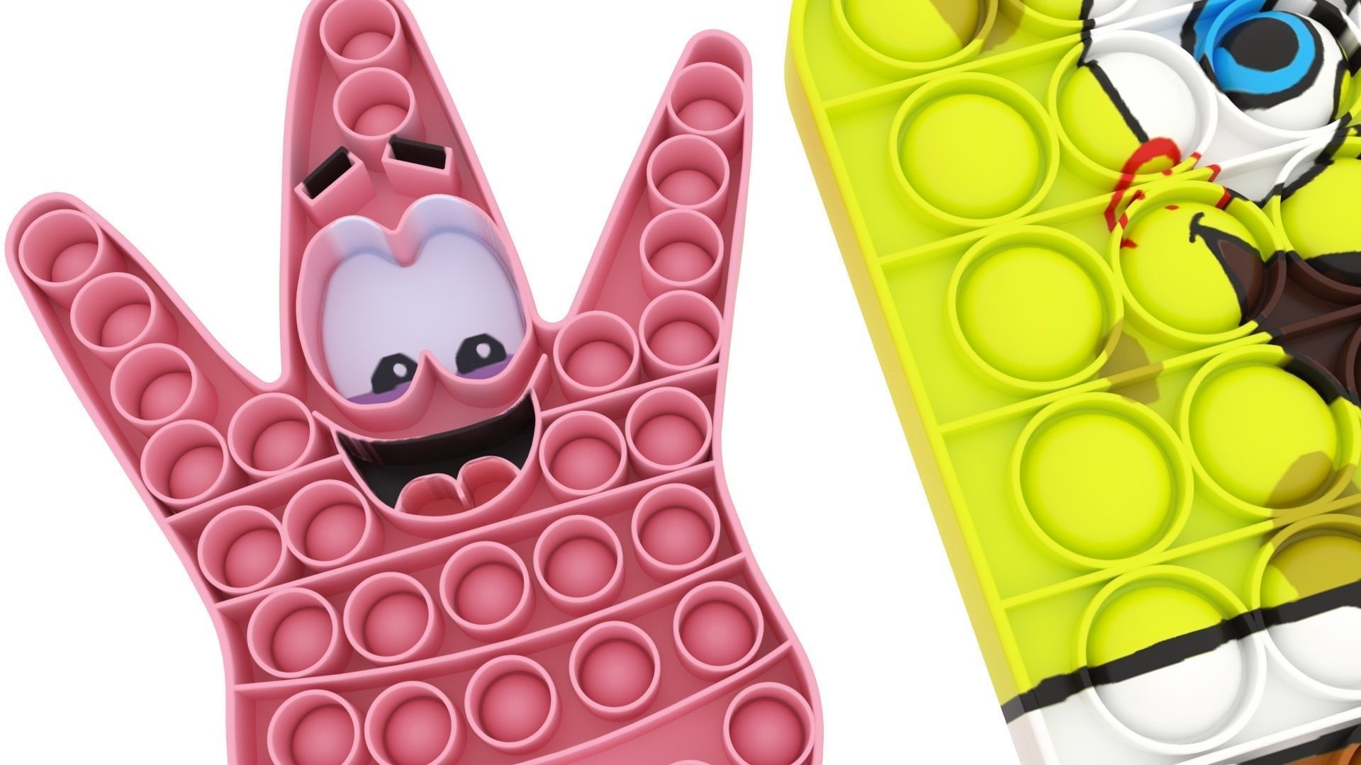 Spongebob and Patrick Pop It Fidget Toys Set 3D model_11