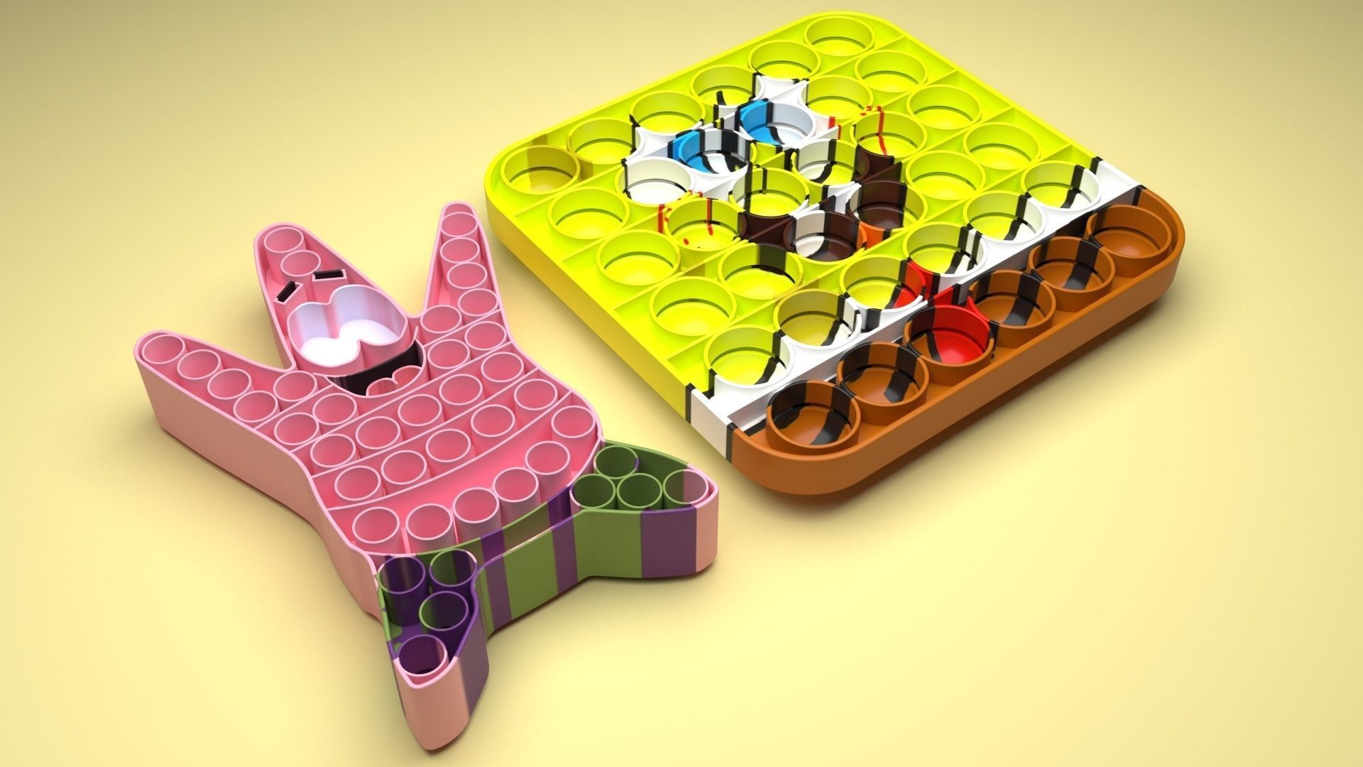 Spongebob and Patrick Pop It Fidget Toys Set 3D model_25