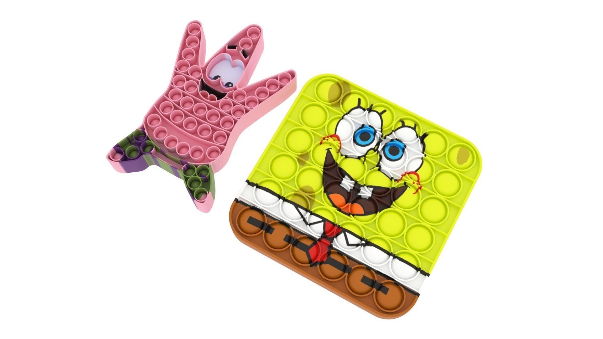 Spongebob and Patrick Pop It Fidget Toys Set 3D model_1