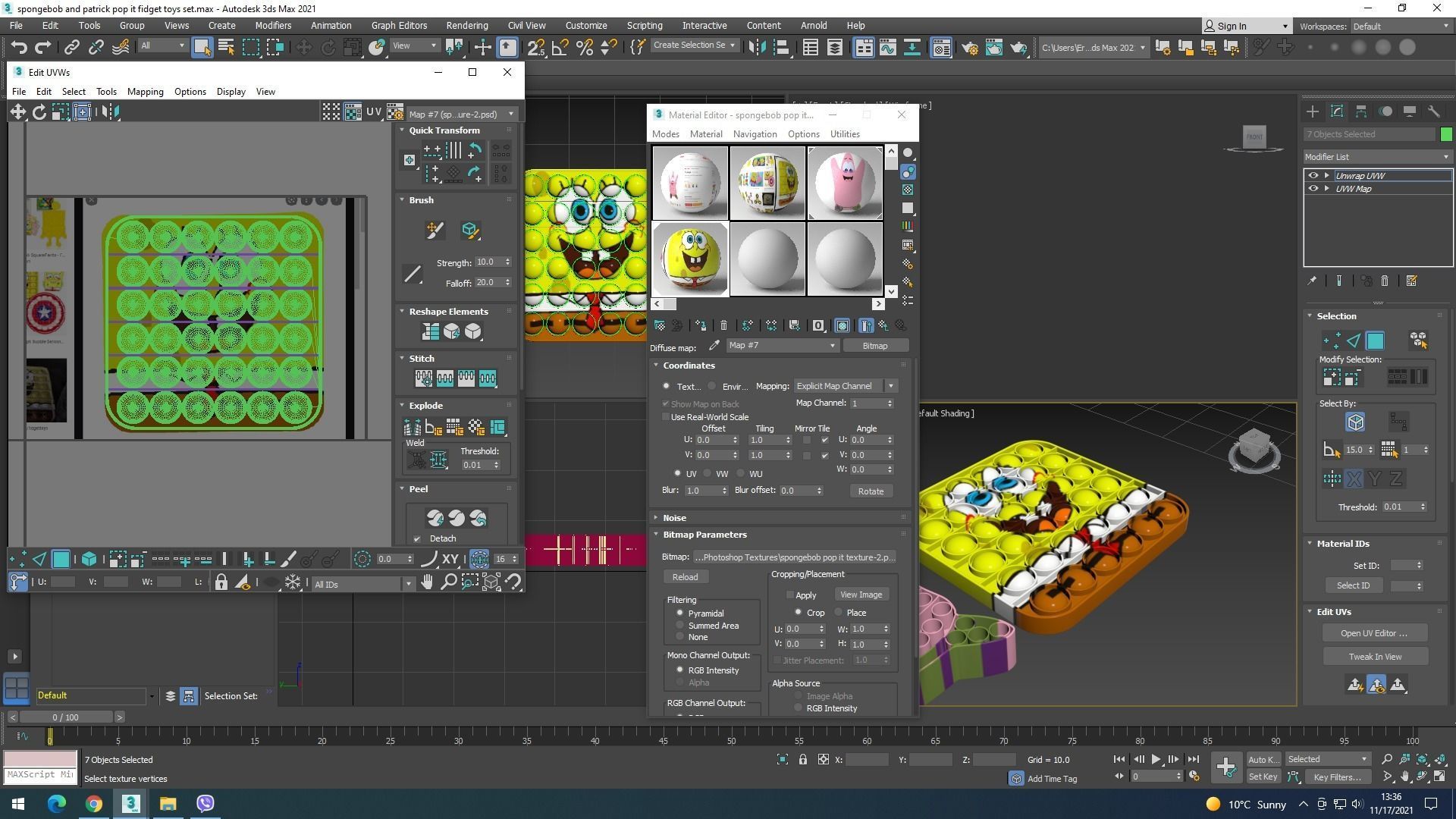 Spongebob and Patrick Pop It Fidget Toys Set 3D model_30