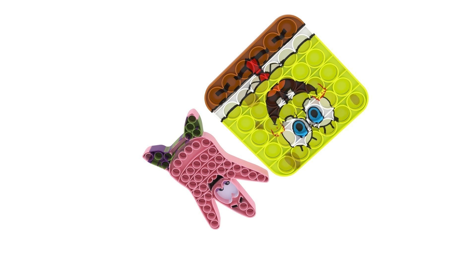 Spongebob and Patrick Pop It Fidget Toys Set 3D model_6