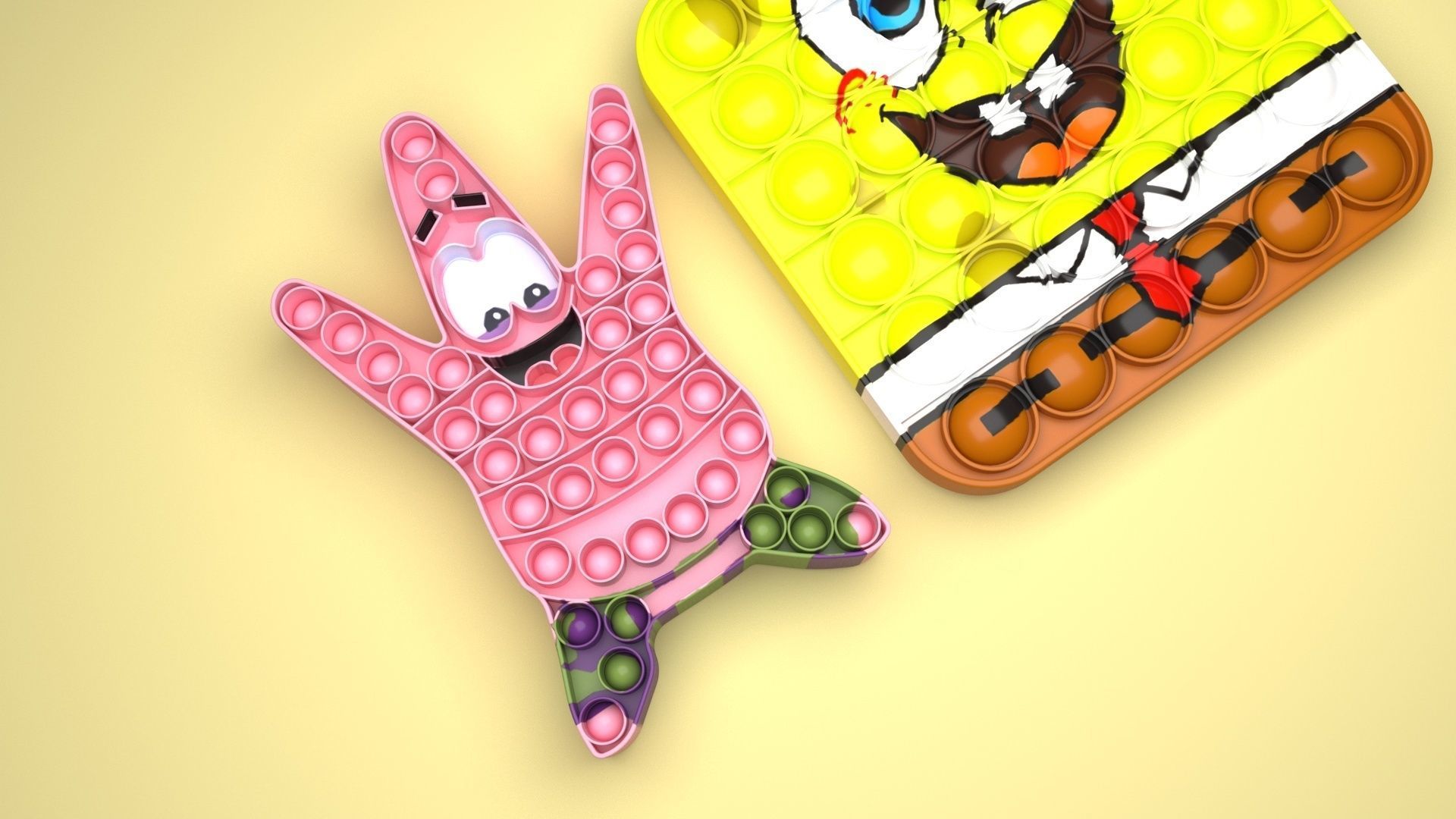 Spongebob and Patrick Pop It Fidget Toys Set 3D model_26