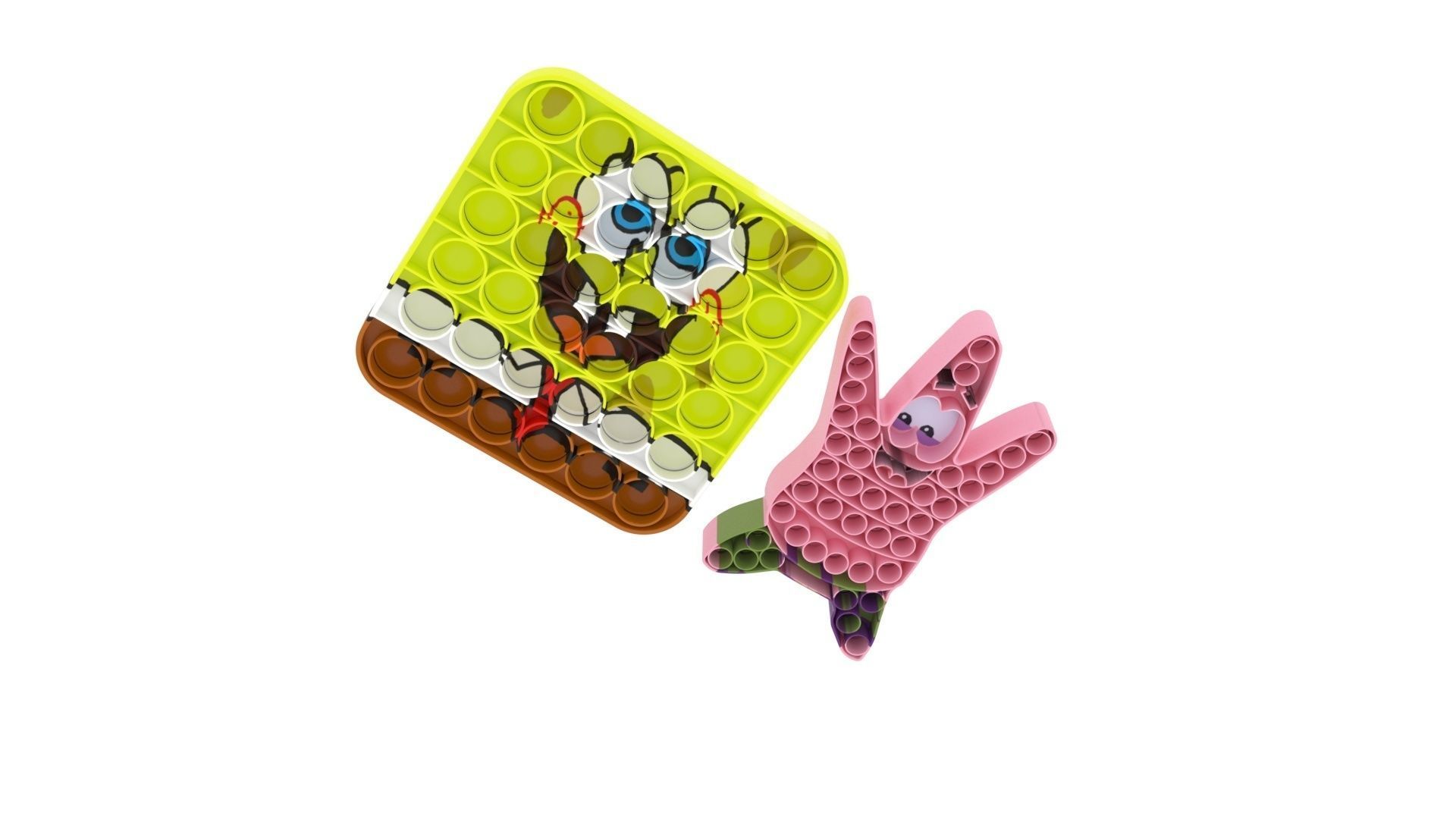 Spongebob and Patrick Pop It Fidget Toys Set 3D model_7