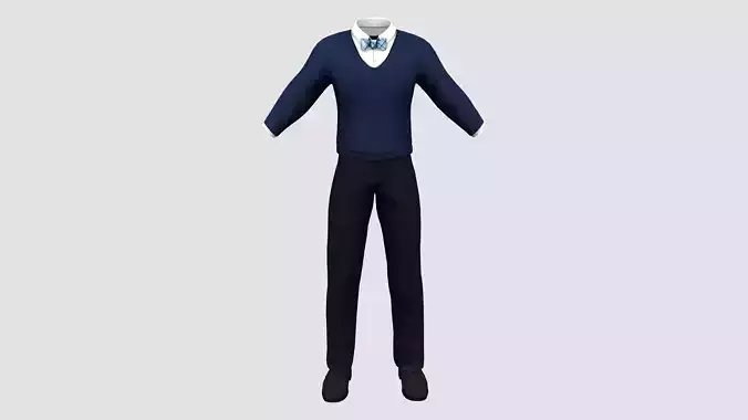 Men Trousers Sweater Dickybow Shoes Outfit