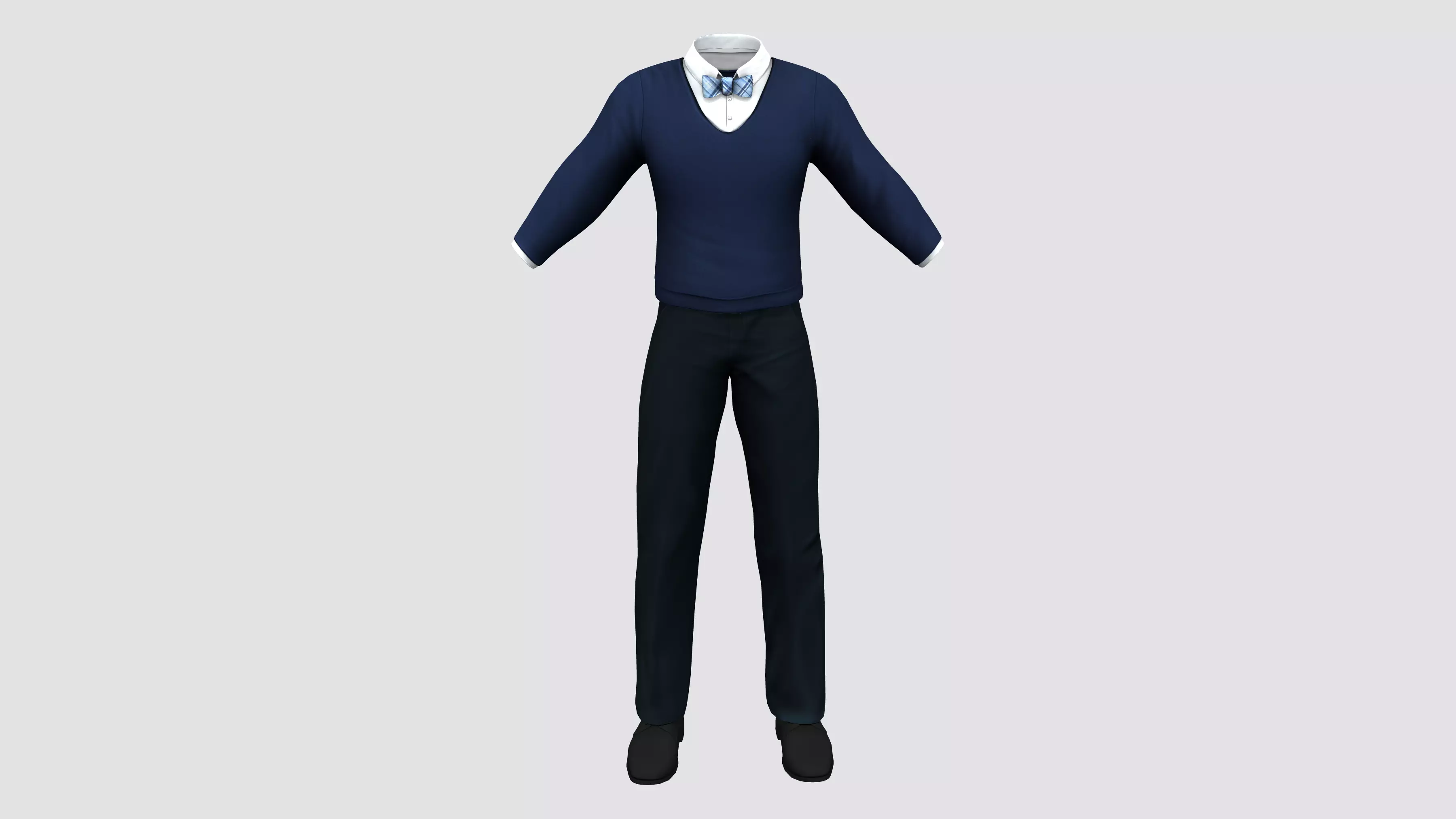 Men Trousers Sweater Dickybow Shoes Outfit Low-poly 3D model