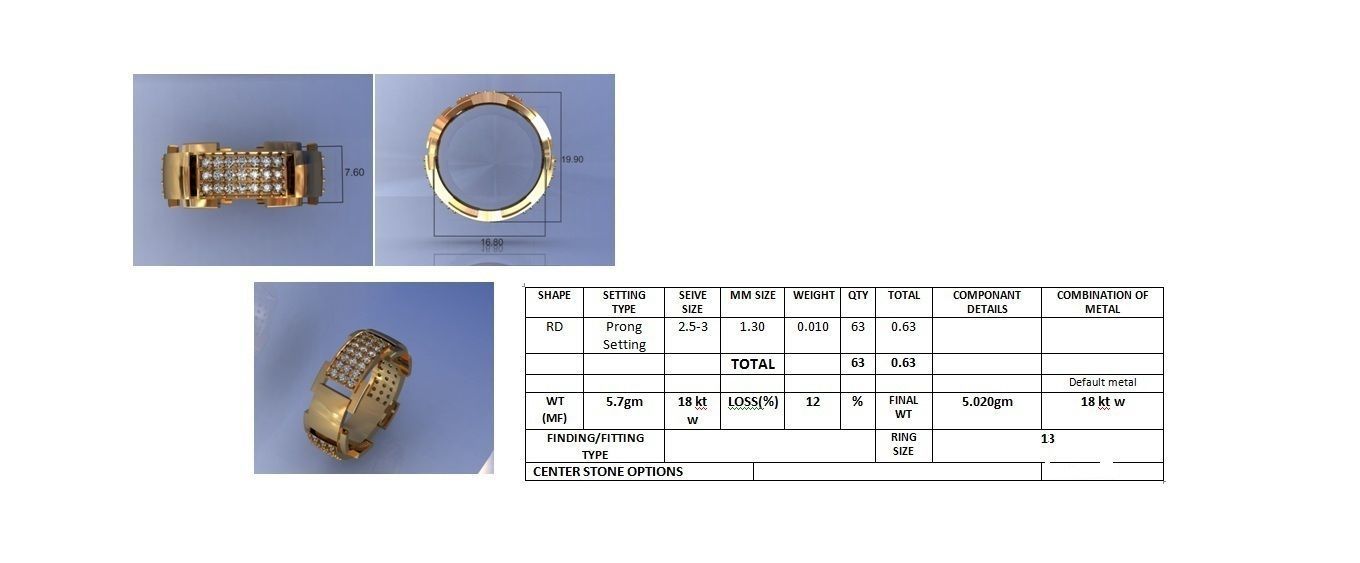 Women band ring 3dm stl render detail 3D print model_3