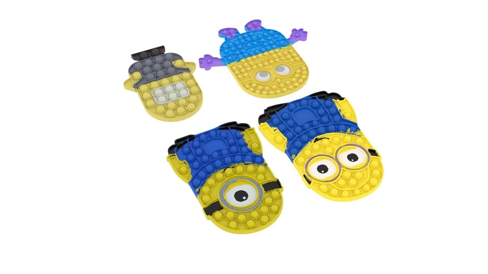 Minion Pop It Fidget Toys Set 3D model_2