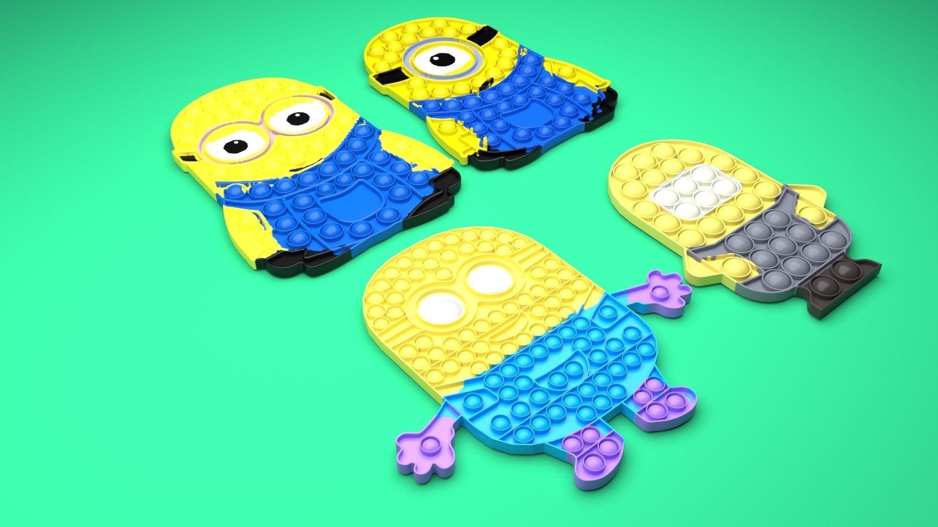 Minion Pop It Fidget Toys Set 3D model_19