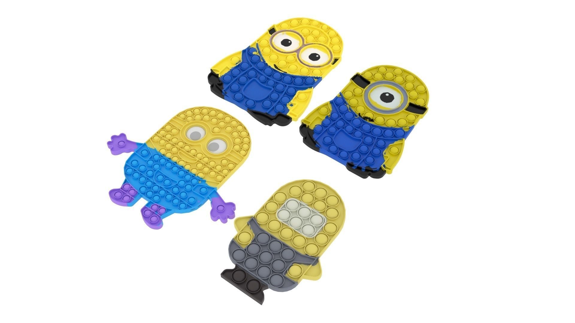 Minion Pop It Fidget Toys Set 3D model_1