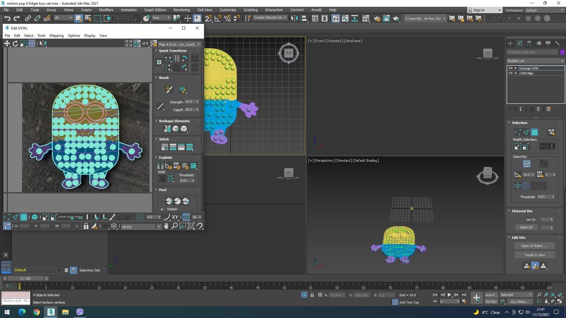 Minion Pop It Fidget Toys Set 3D model_22