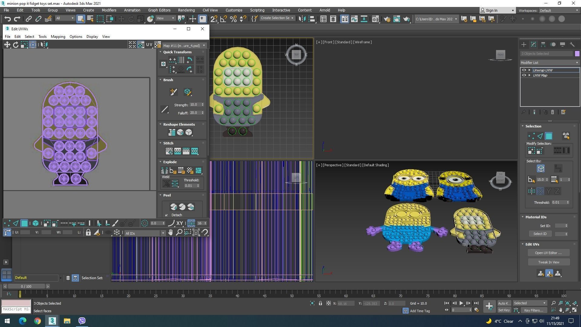 Minion Pop It Fidget Toys Set 3D model_25