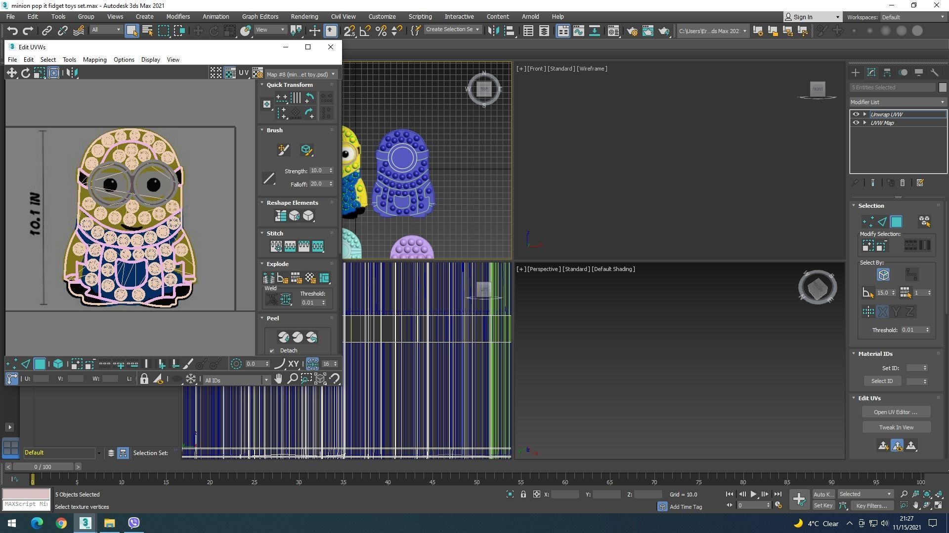 Minion Pop It Fidget Toys Set 3D model_23