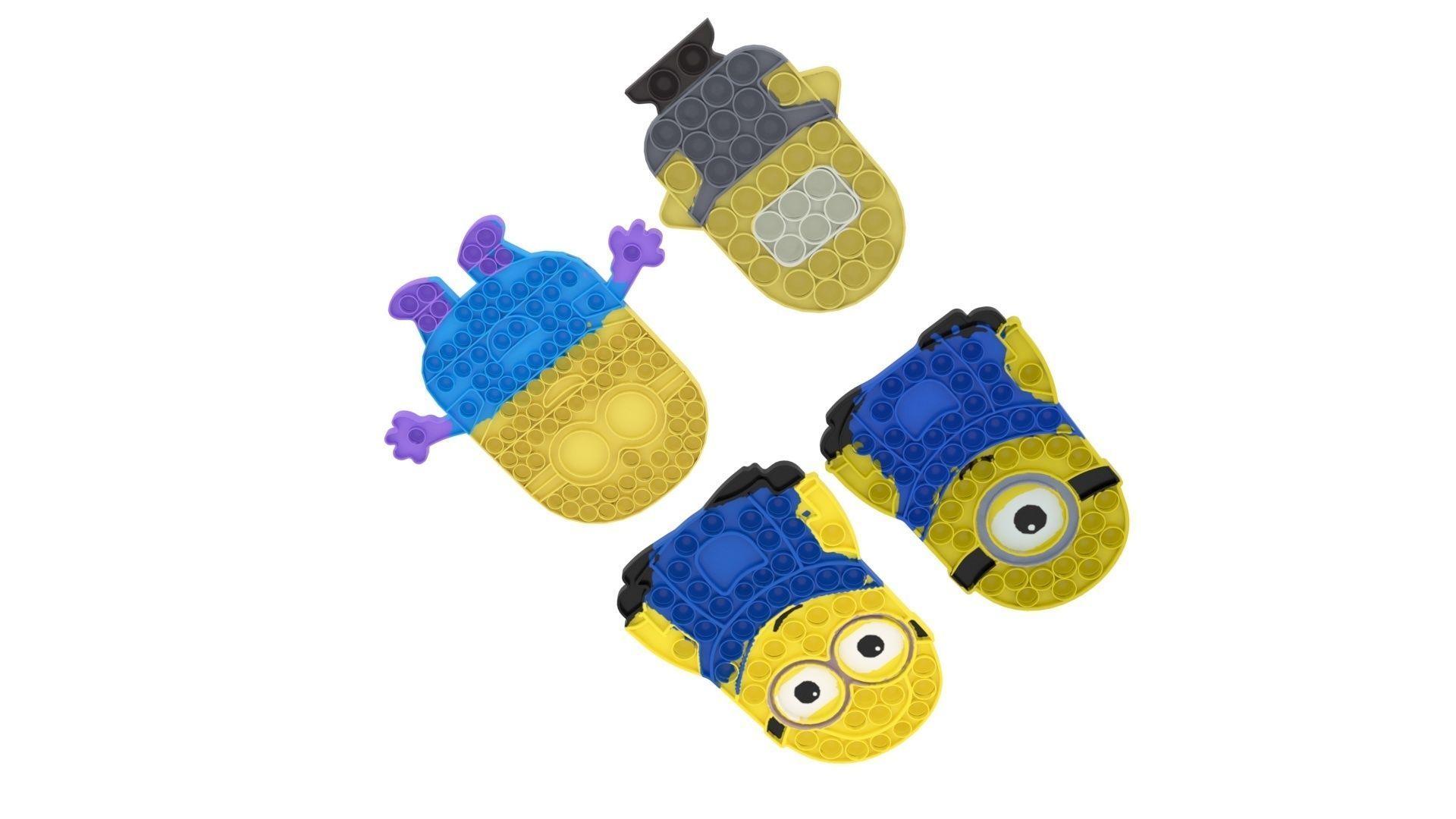 Minion Pop It Fidget Toys Set 3D model_5