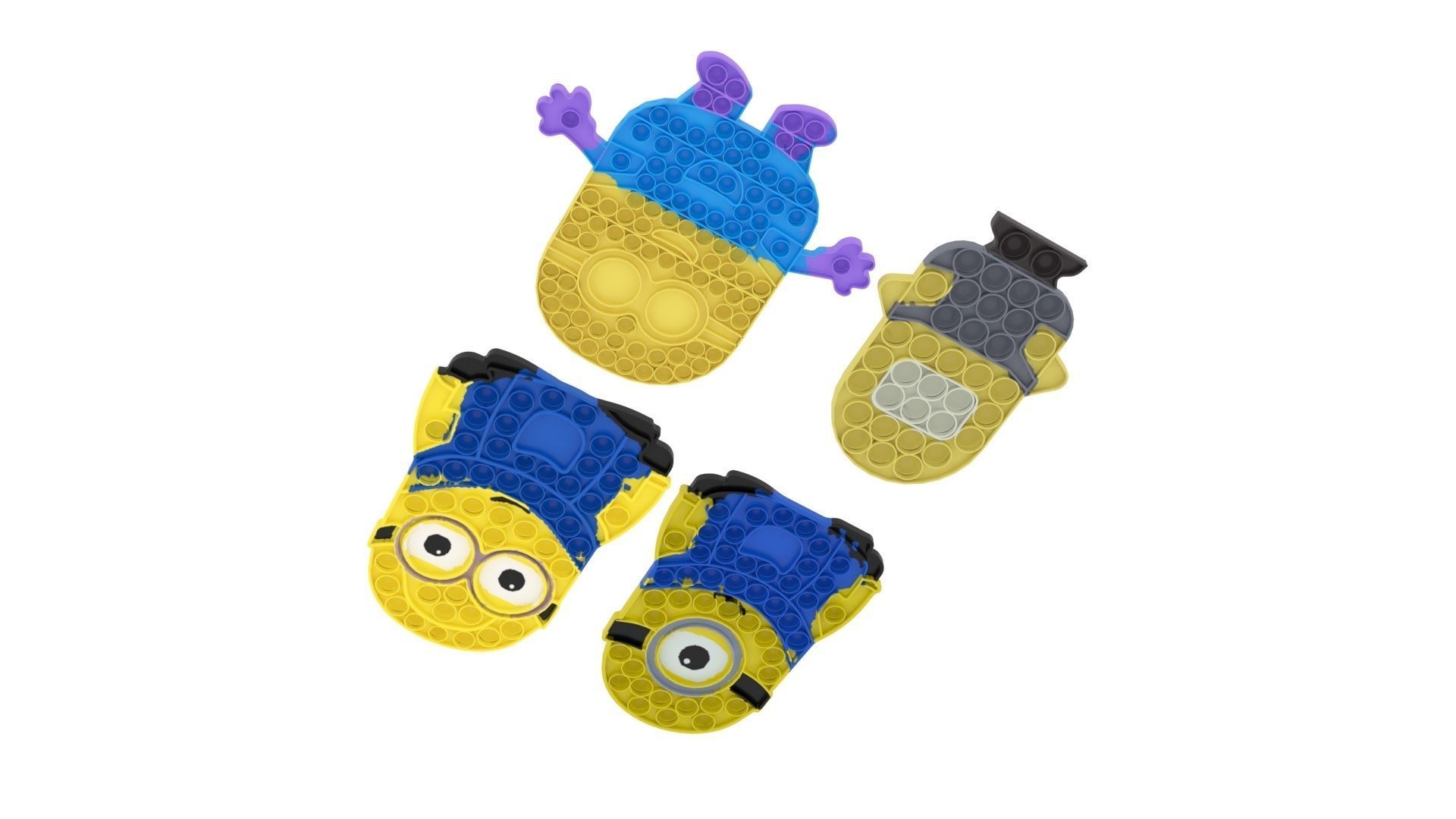 Minion Pop It Fidget Toys Set 3D model_4
