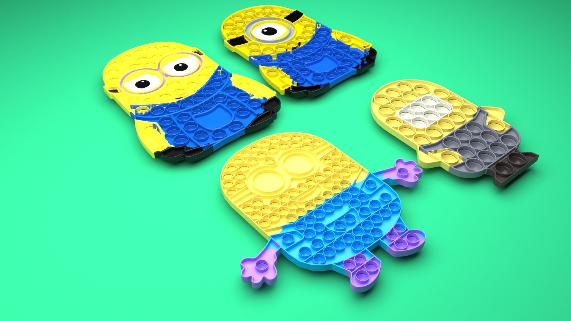 Minion Pop It Fidget Toys Set 3D model_20