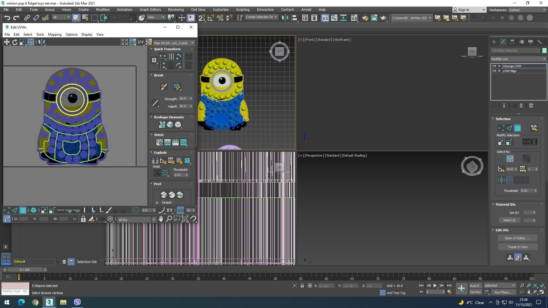 Minion Pop It Fidget Toys Set 3D model_26