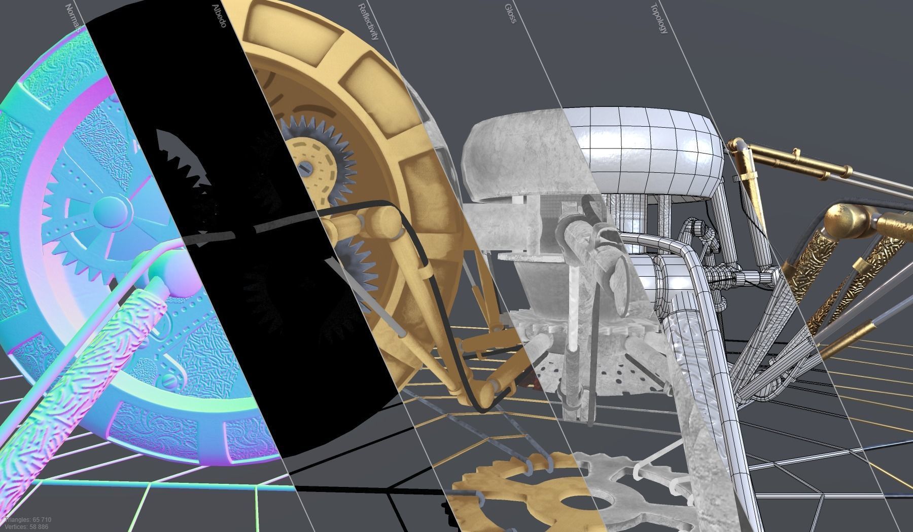 Clockpunk Steampunk spider PBR 4K Robot Animal 3D model_5