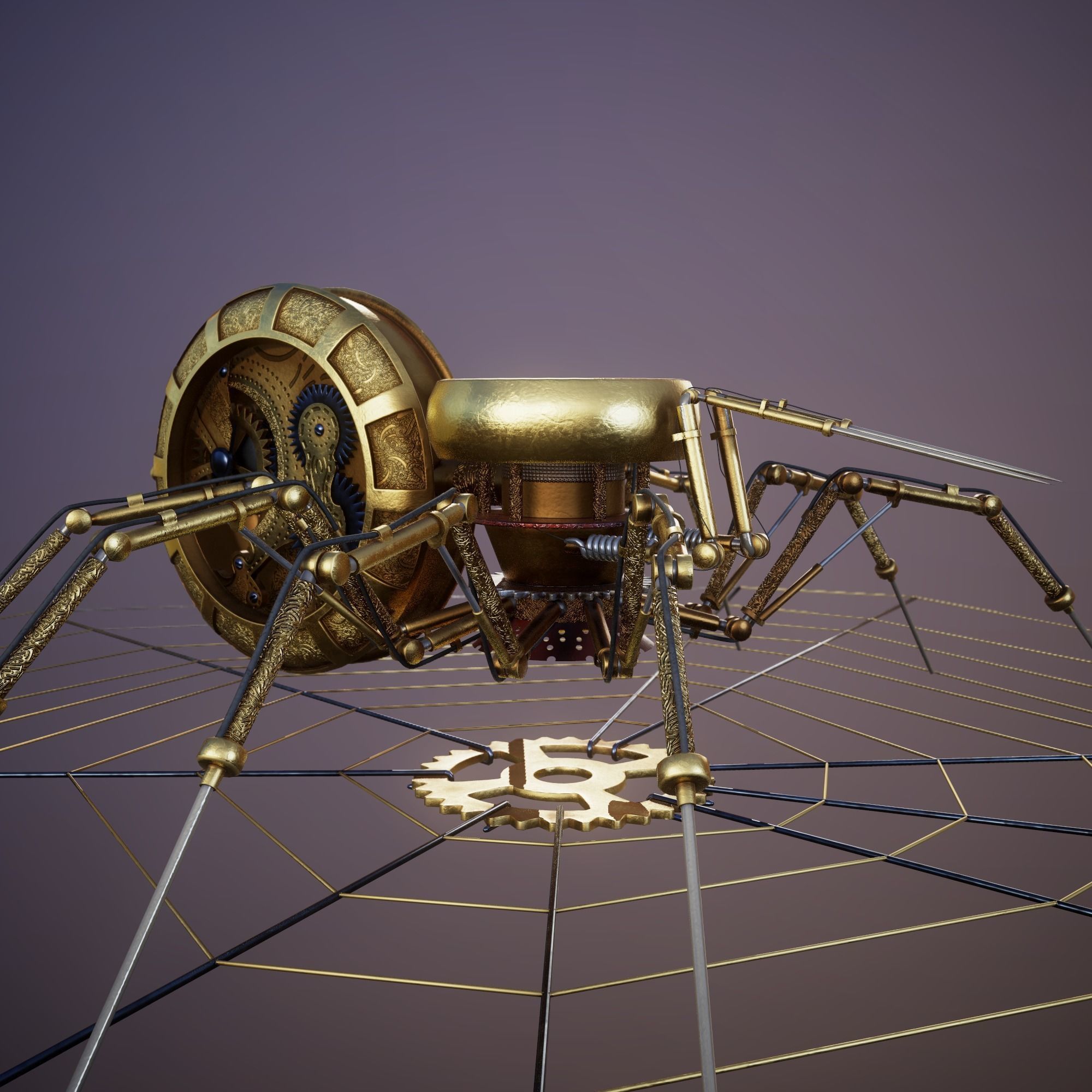 Clockpunk Steampunk spider PBR 4K Robot Animal 3D model_2