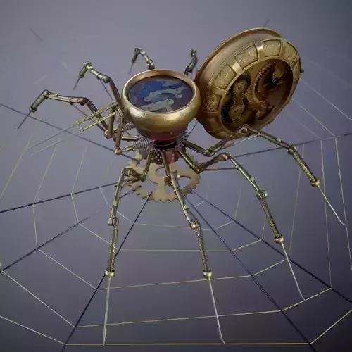 Clockpunk Steampunk spider PBR 4K Robot Animal 3D model