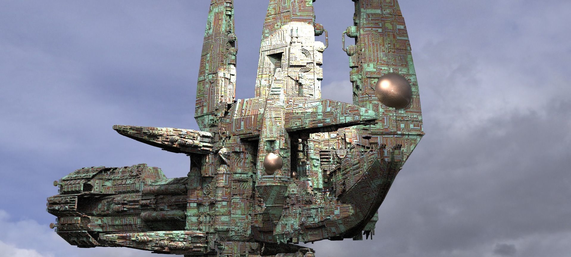 Wraith Alien Architecture Kit bash 1 3D model_2
