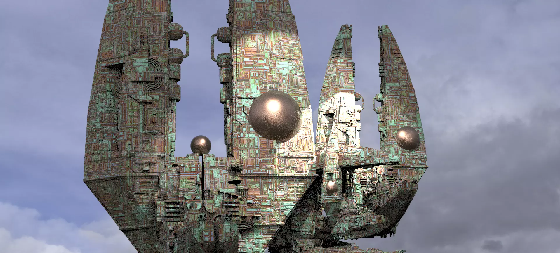 Wraith Alien Architecture Kit bash 2 3D model_0