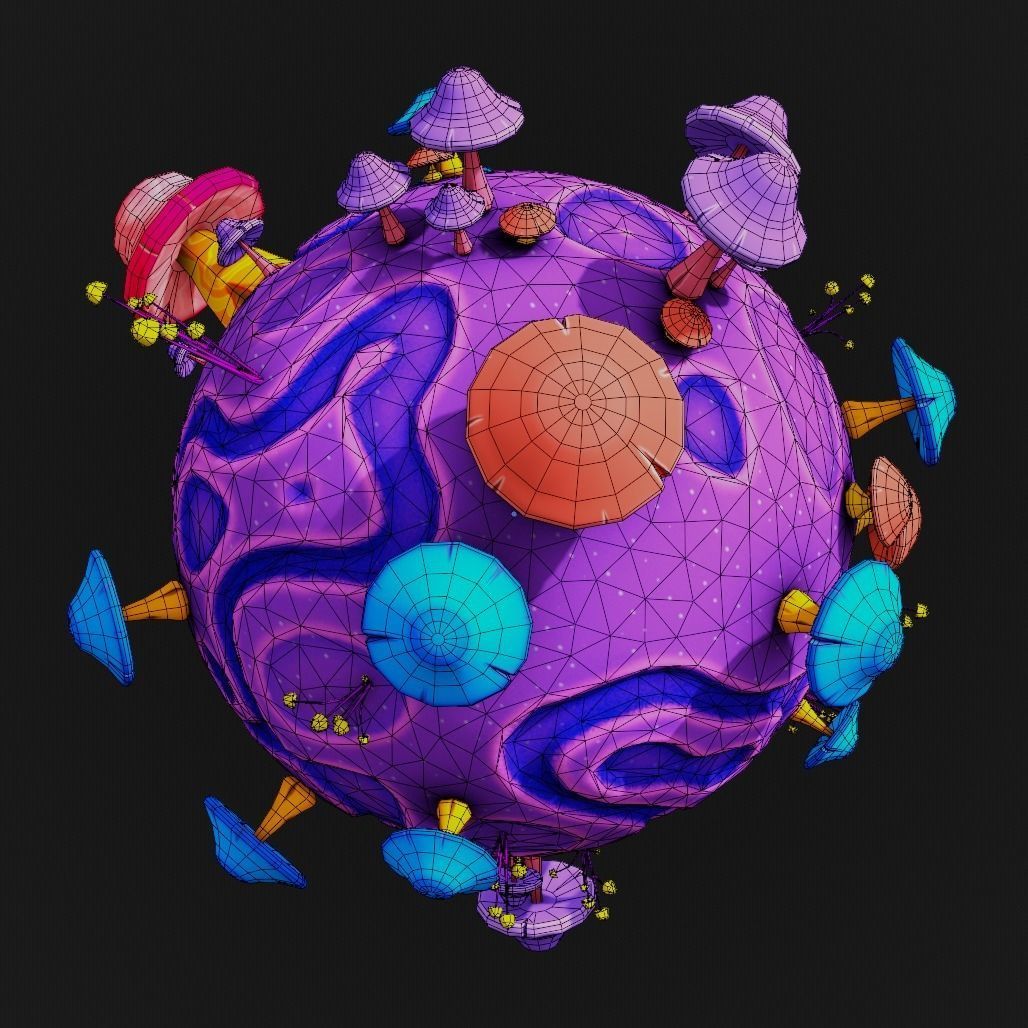 stylized earth cartoon 3d model Low-poly 3D model_42