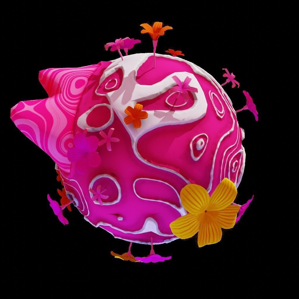 stylized earth cartoon 3d model Low-poly 3D model_26