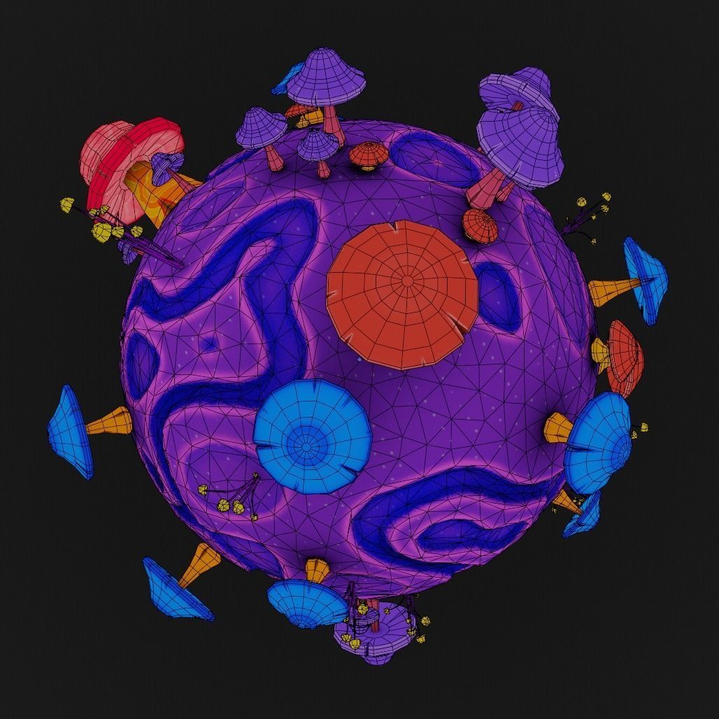 stylized earth cartoon 3d model Low-poly 3D model_46