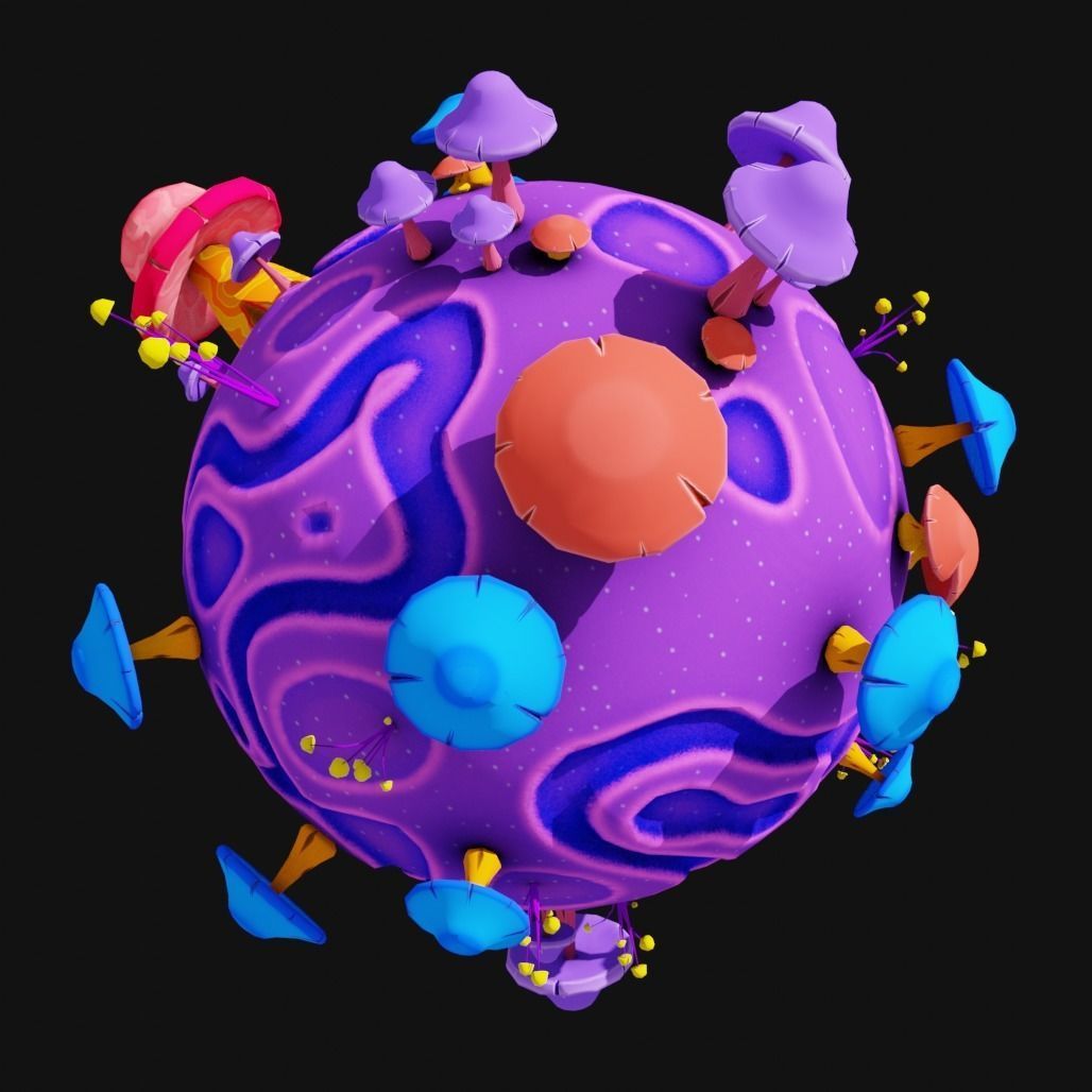 stylized earth cartoon 3d model Low-poly 3D model_2