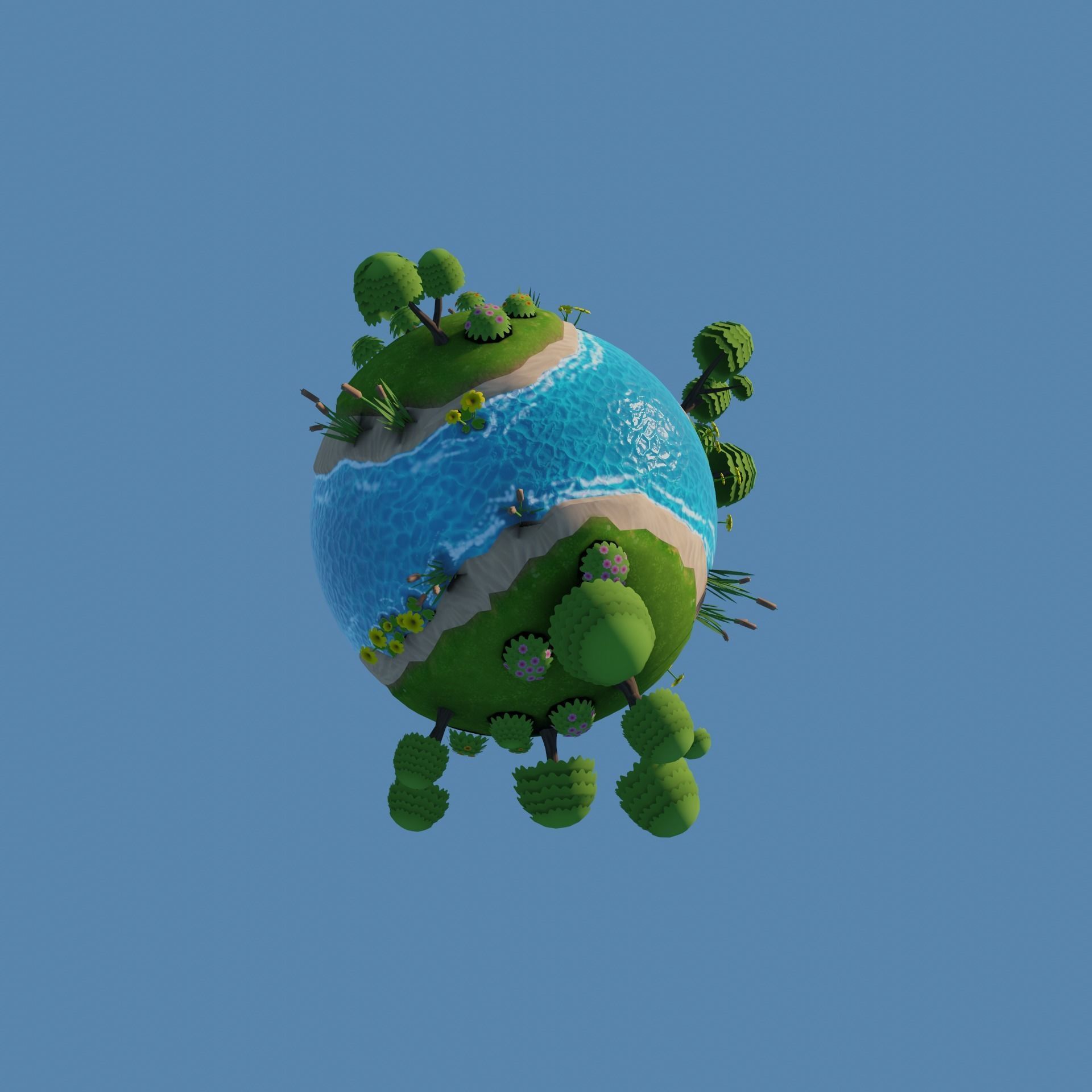 stylized earth cartoon 3d model Low-poly 3D model_36