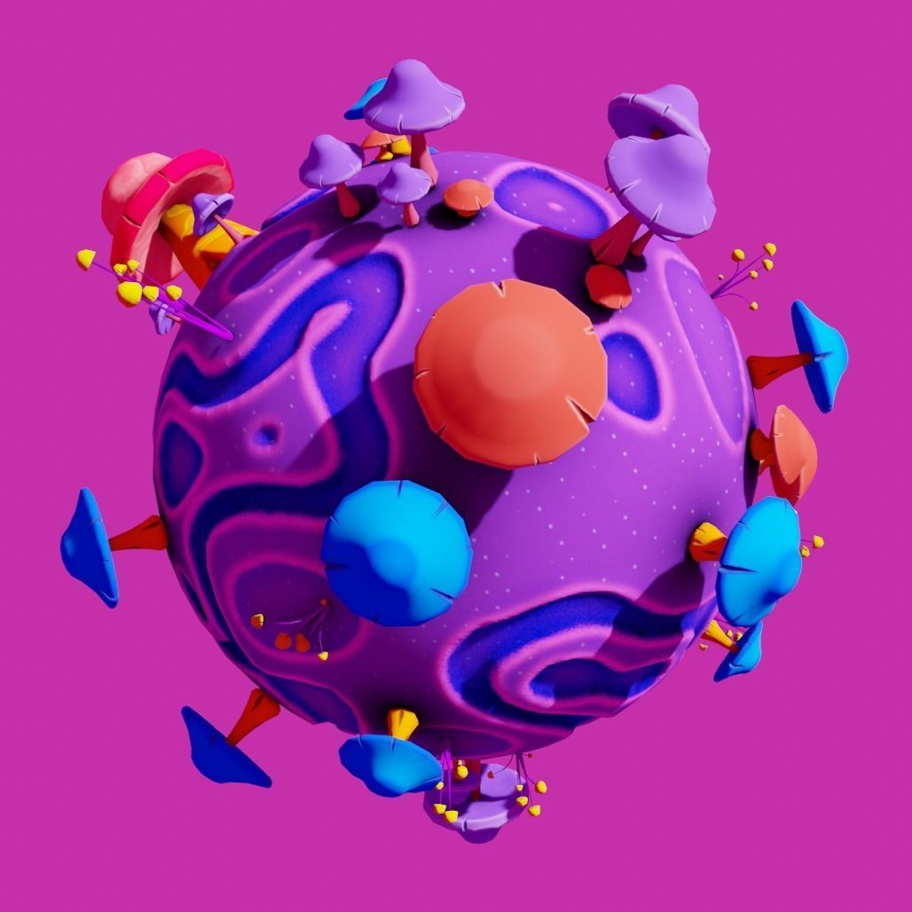 stylized earth cartoon 3d model Low-poly 3D model_14