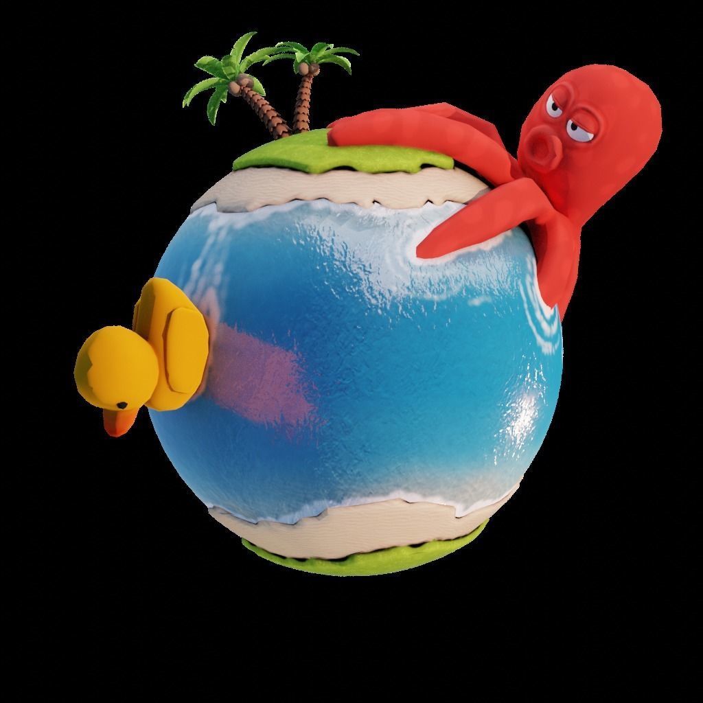 stylized earth cartoon 3d model Low-poly 3D model_4