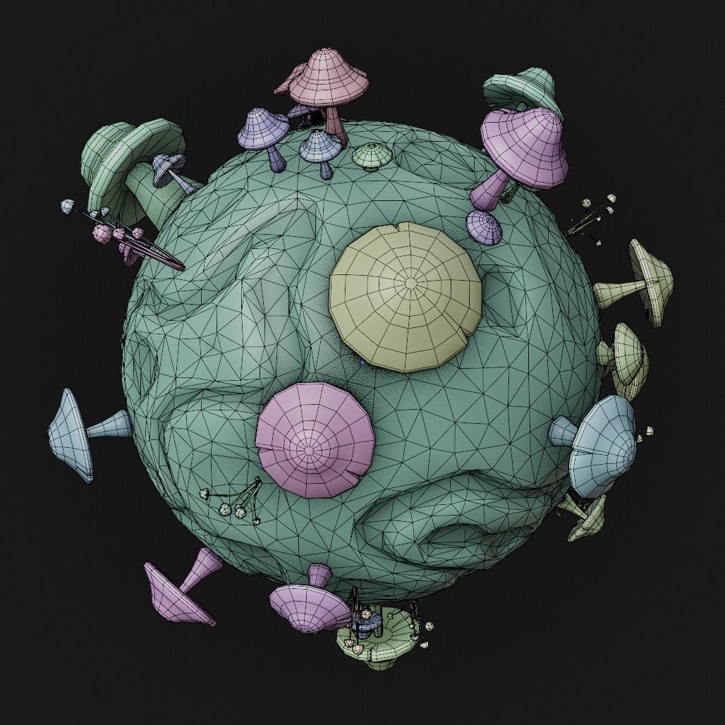 stylized earth cartoon 3d model Low-poly 3D model_49