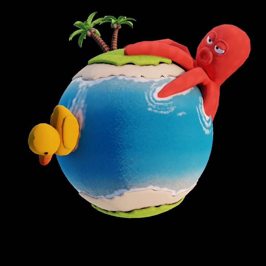 stylized cartoon  beach planet 3d model Low-poly 3D model_1