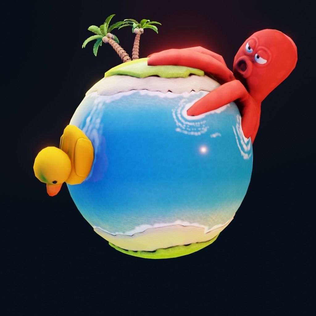 stylized cartoon  beach planet 3d model Low-poly 3D model_2