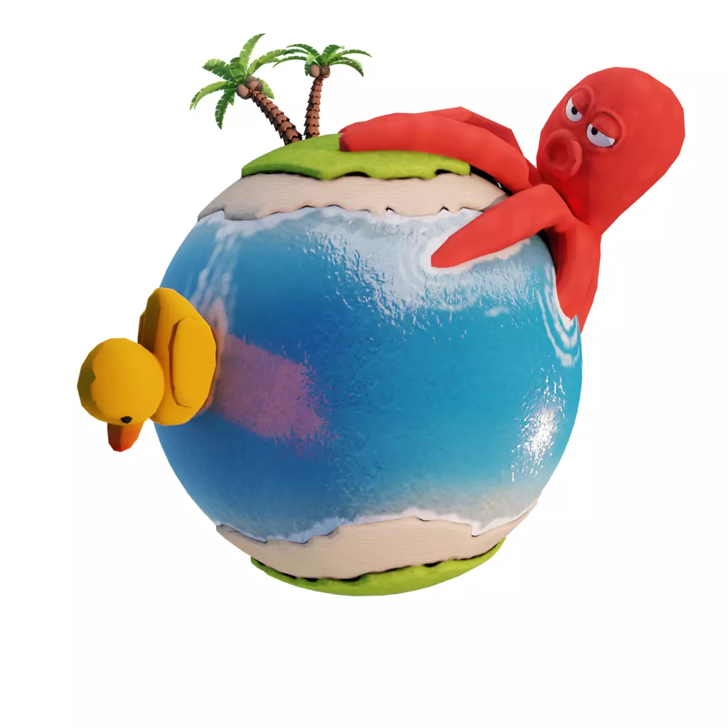 stylized cartoon  beach planet 3d model Low-poly 3D model_0