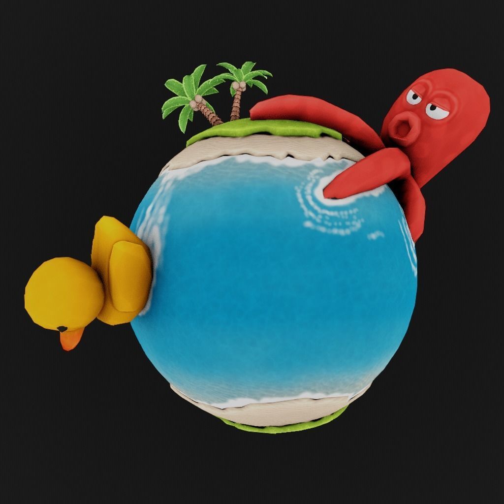 stylized cartoon  beach planet 3d model Low-poly 3D model_3