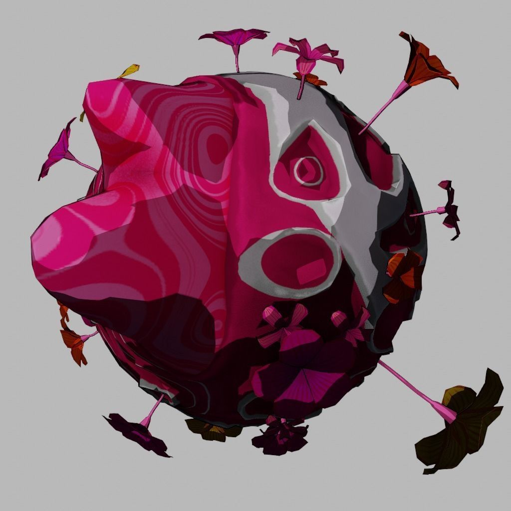 stylized cream cartoon planet 3d model Low-poly 3D model_10