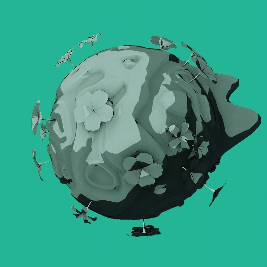 stylized cream cartoon planet 3d model Low-poly 3D model_7