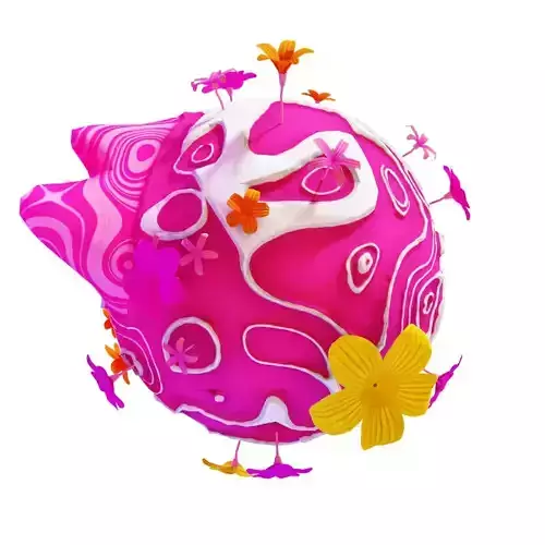 stylized cream cartoon planet 3d model Low-poly 3D model