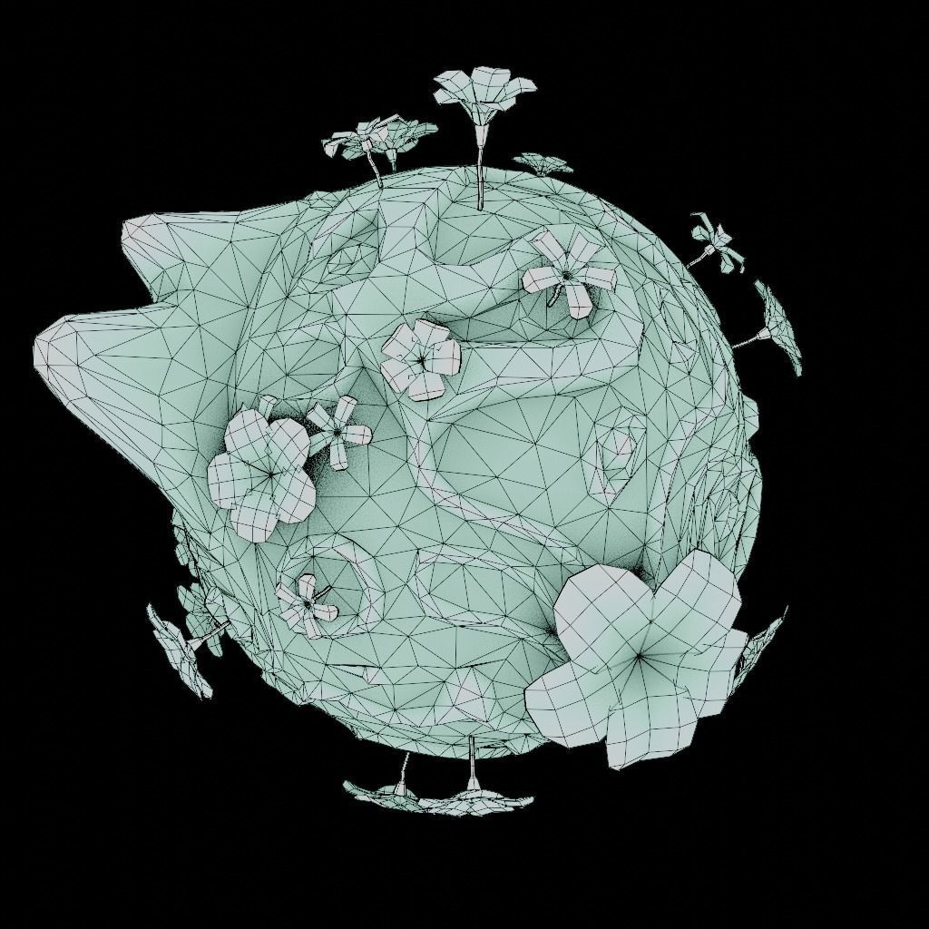 stylized cream cartoon planet 3d model Low-poly 3D model_9