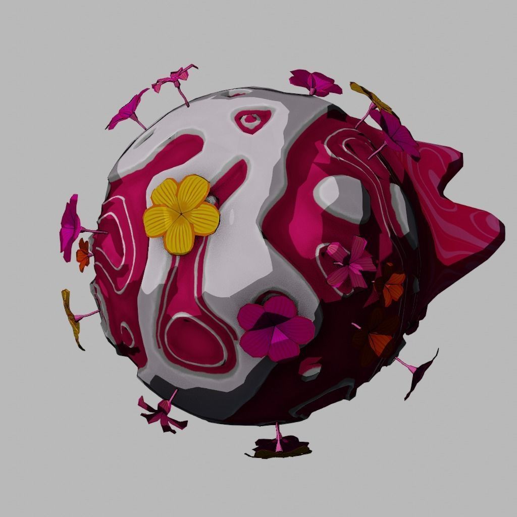 stylized cream cartoon planet 3d model Low-poly 3D model_4