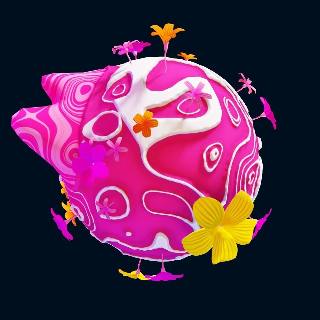 stylized cream cartoon planet 3d model Low-poly 3D model_8