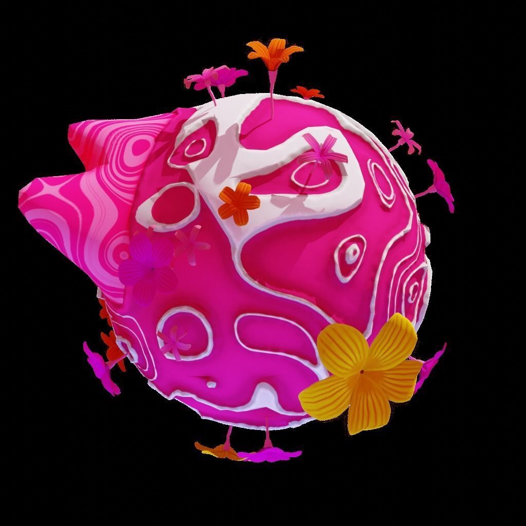 stylized cream cartoon planet 3d model Low-poly 3D model_3