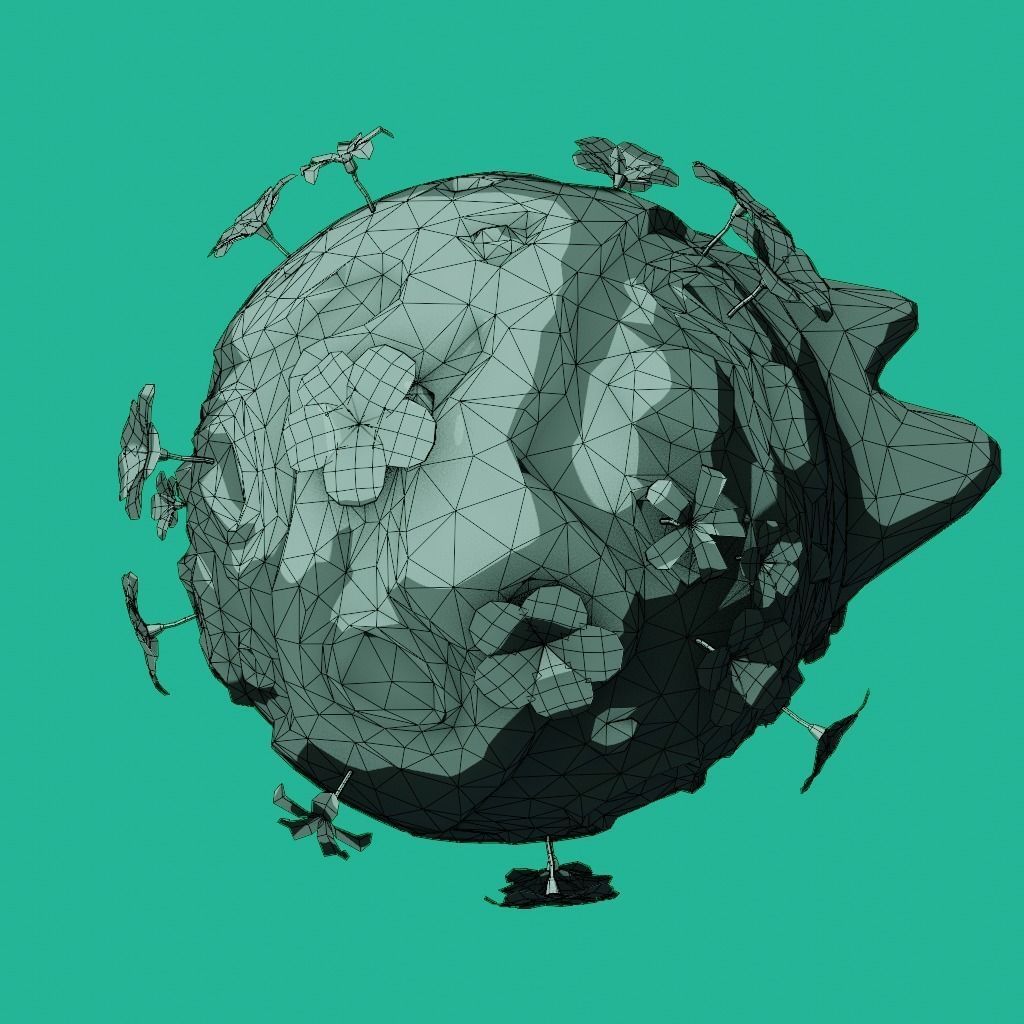 stylized cream cartoon planet 3d model Low-poly 3D model_5