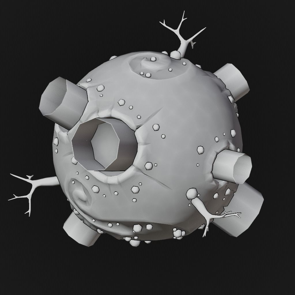 stylized cartoon volcano planet 3d model Low-poly 3D model_6