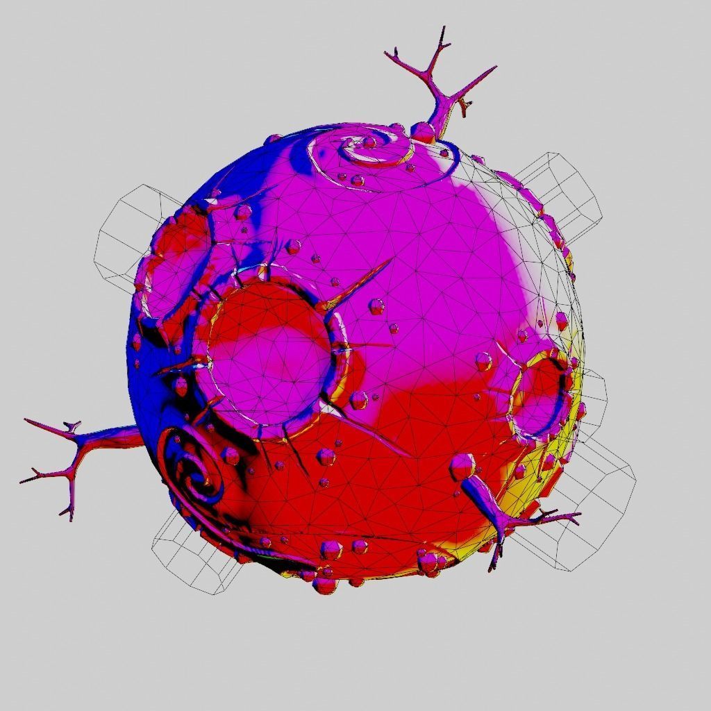 stylized cartoon volcano planet 3d model Low-poly 3D model_3