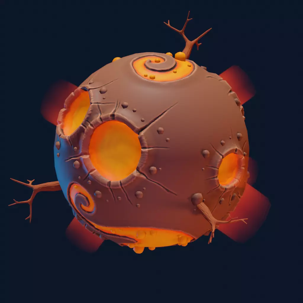 stylized cartoon volcano planet 3d model Low-poly 3D model_0